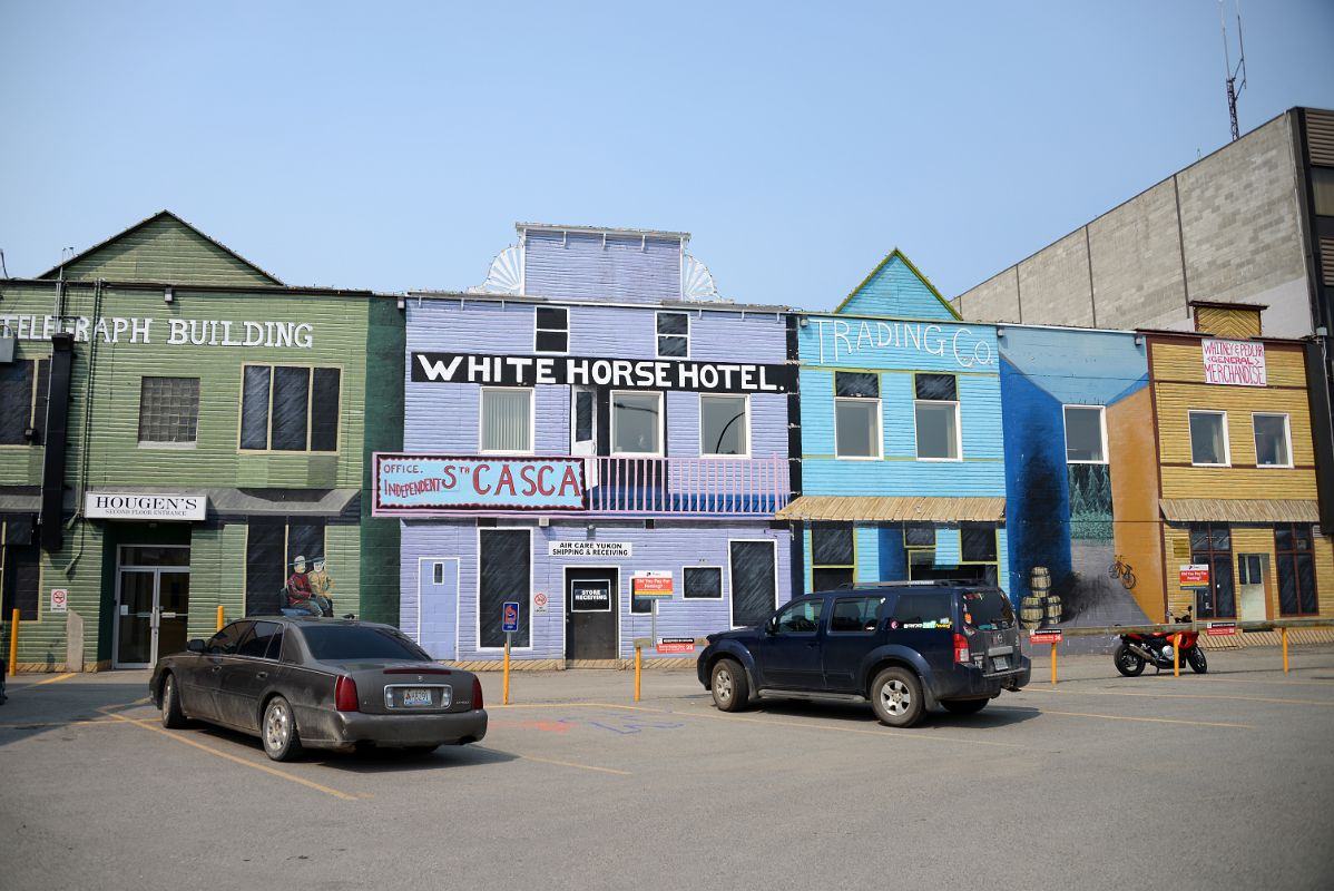 15 Colourful Buildings Telegraph Building, Whitehorse Hotel, Trading Co, Whitney and Pedlar General Merchandise In Whitehorse Yukon